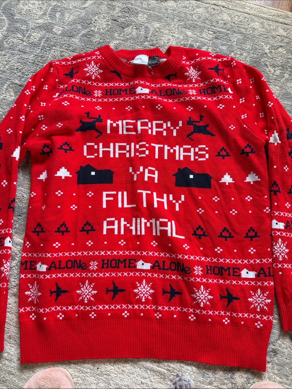 Red 'Merry Christmas Ya Filthy Animal' Crewneck Holiday Sweater